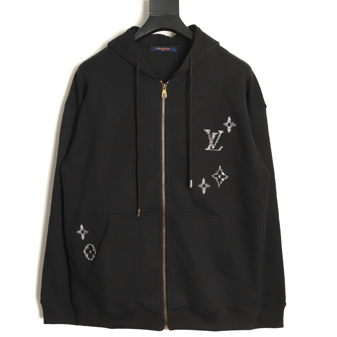 Louis Vuitton Sketch-Style Monogram Zip Hoodie - Black