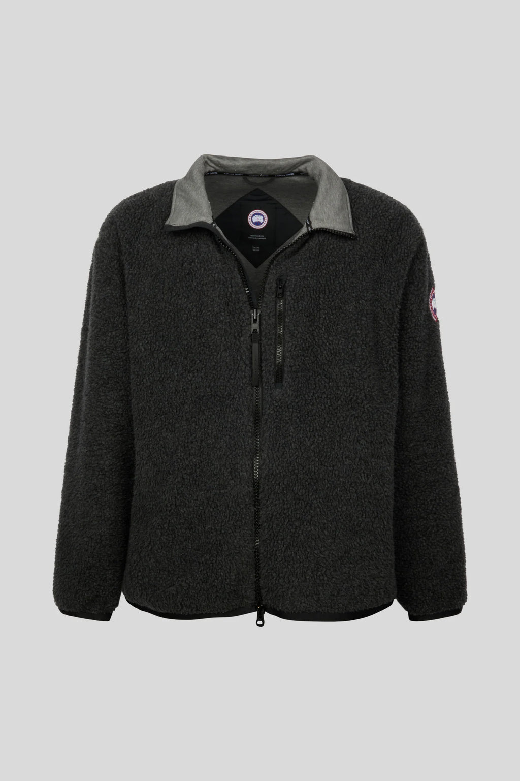 Canada Goose Black Textured Zip-Up Jacket with Contrast Collar