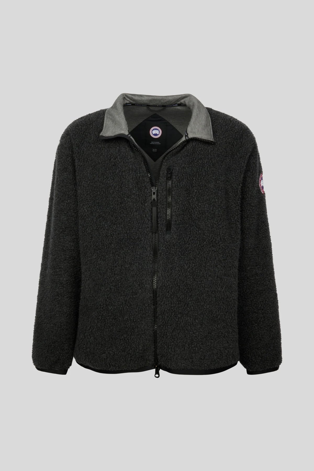 Canada Goose Black Textured Zip-Up Jacket with Contrast Collar